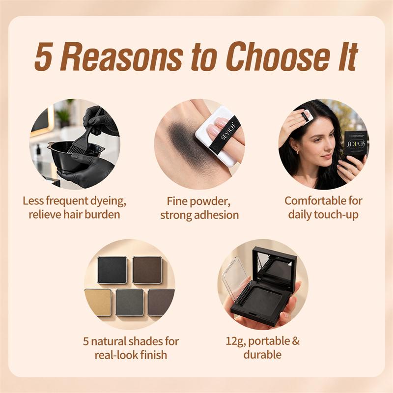 SEVICH 12g Magical Fluffy Hairline Powder Hair Line Shadow Hair Concealer Root Cover Up Gray Coverage Unisex Instantly Black/Dark Brown/Coffee