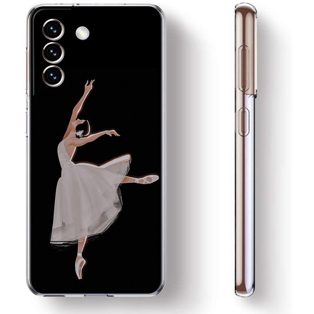 Simple Swan Dance Ballet Clear Phone Case For Samsung Galaxy S23 S22 5G S20 Ultra S21 FE 5G S10E S9 S8 S10 Plus Soft Back Cover