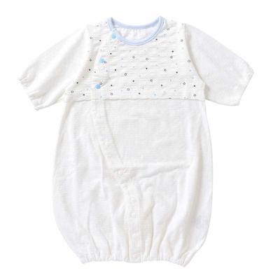 De Feito em Tenjiku Jacquard Listrado Estampa de Estrela Roupa de Bebê Totalmente com Botões de Pressão [Creme Coco] Japão, Primavera/Verão, Duas Vias [Substituição no Cavalo/2 vias] 25-43101