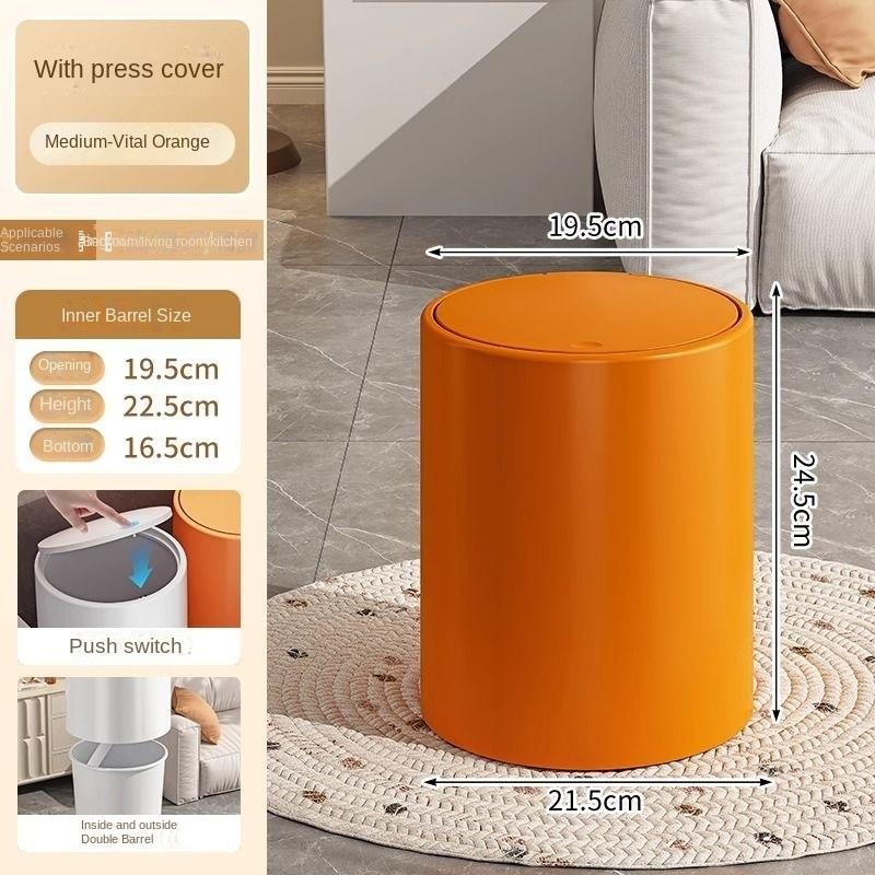 

Мусорное ведро высокой ценности с крышкой для домашней гостиной, эластичная крышка, нажимной тип, большой объем, мусорное ведро для ванной комнаты, утолщенная санитарная труба