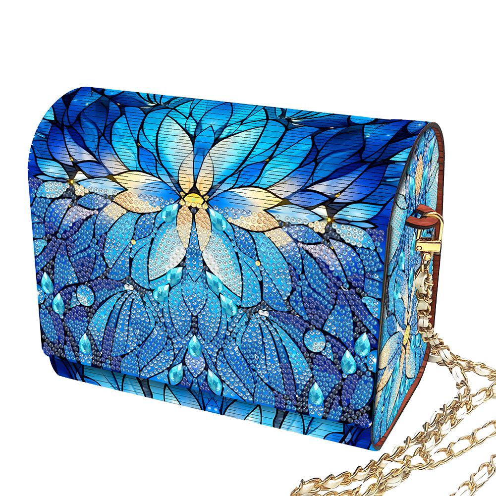 Kit de Sac à Bandoulière Peinture Diamant 5D DIY avec Chaîne Sac de Maquillage Strass Bling Motif Fleurs pour Décoration Intérieure Cadeau