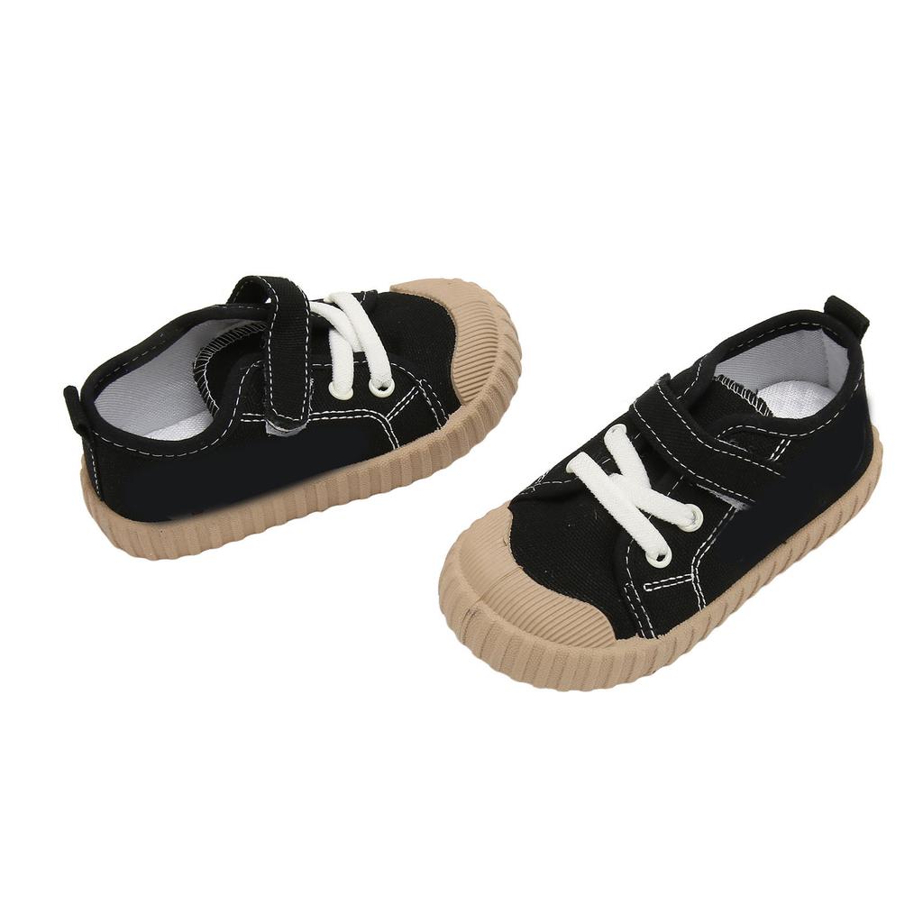 Baby Canvas Walking Shoes Cartoon Animal Lace Up Anti Slip Breathable Infant Walking Sneakers Black Black 22