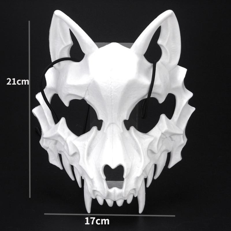 Tier Skelett Halbmaske Damen Herren Party Bühnenshow Maske Halloween Karneval Erwachsene Cosplay Weiß Schwarz Wolf Tiger Skelettmaske