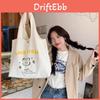 Adorable Tiger Print Canvas Tote Bag Korean Style Shoulder Bag Beige Medium Size