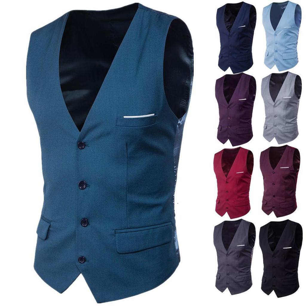 Men's Slim Fit Pure Color Business Wedding Vest