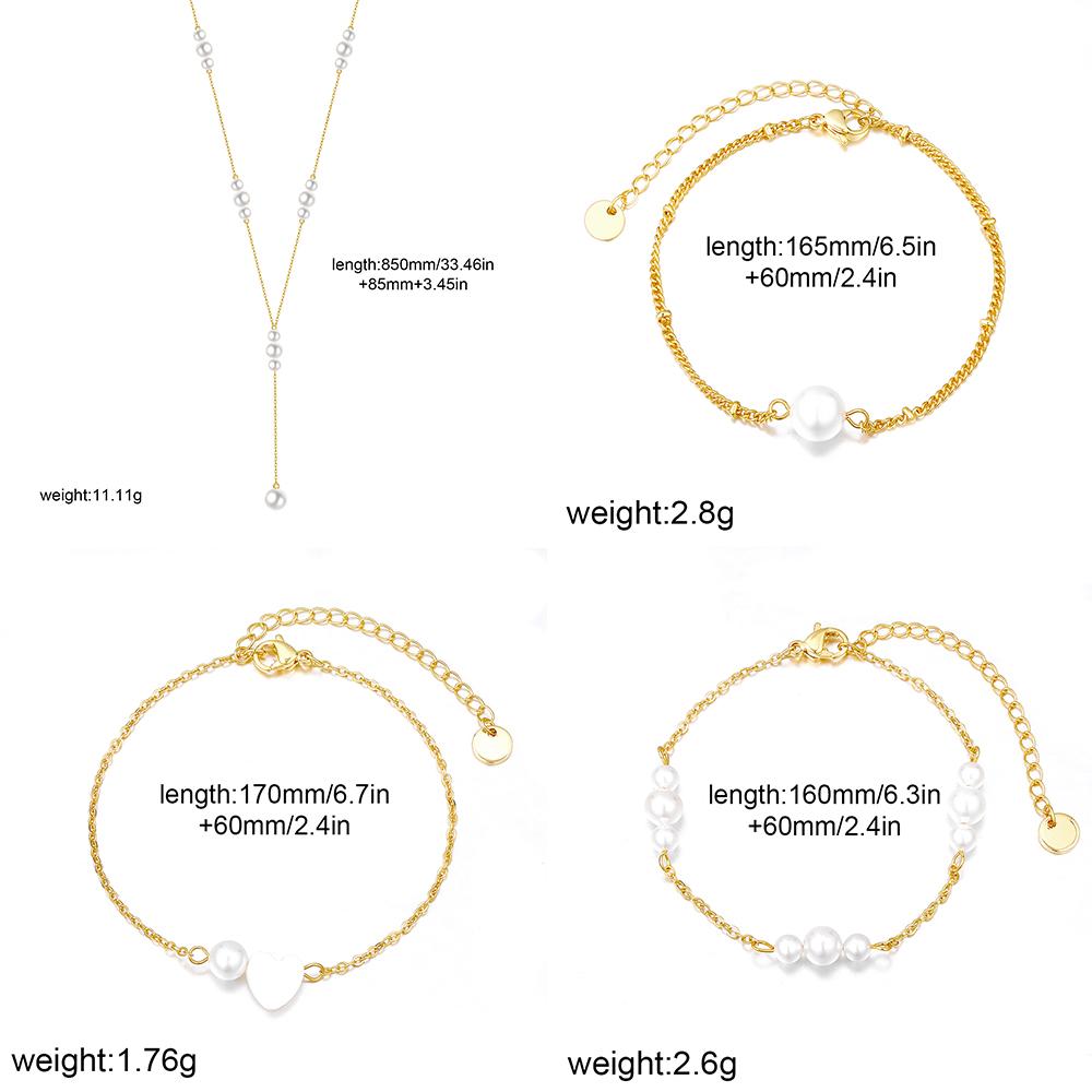Stainless Steel Pearl Beading Bracelet Stackable Bracelet Fashionable Gold PlatedChain Women Wrist Jewelry Trendy Party Gift