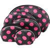 Set of 5 Cosmetic Bags In Black with Pink Polka Dots