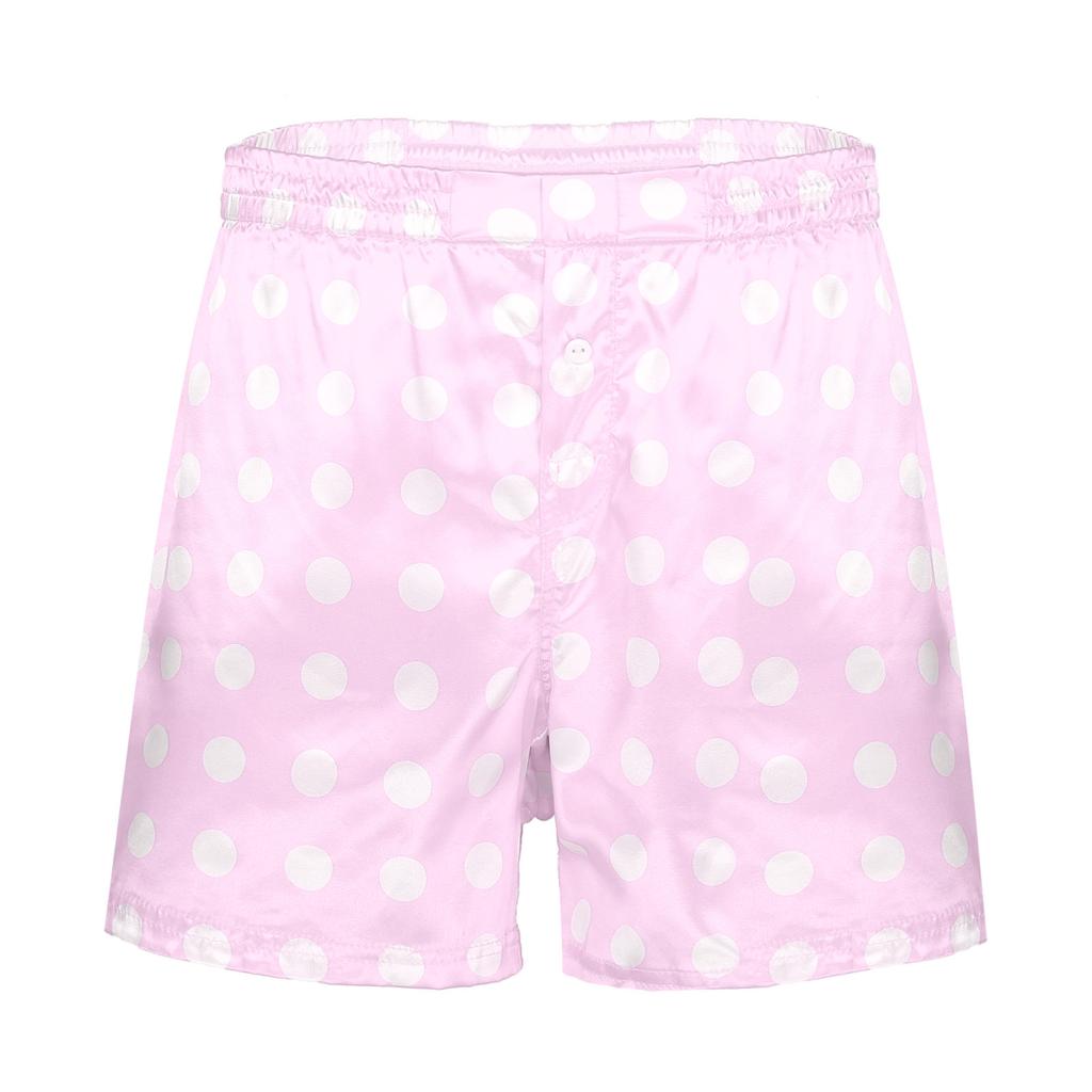 Mens Love Heart Print Soft Boxer Shorts Lightweight Loose Sports Short Pants Sleepwear Beachwear