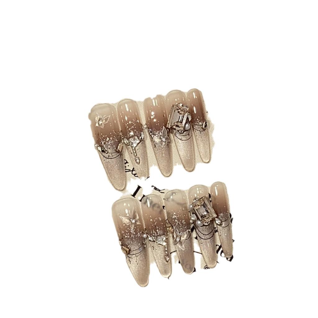 Fall and Winter Maillard High-end Caramel Smudge Gradient Cat Eye Butterfly Broken Diamond Wheat Path