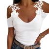 Top estivo da donna scollato con spalle scoperte maniche corte in pizzo decorazione floreale tinta unita scollo a U slim fit morbida maglietta da donna camicetta da uomo