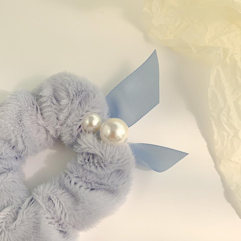 Nové Sladké Perlové Plyšové Gumičky do Vlasů Vázanky Ženy Ohon Stuhy Elastická Gumička do Vlasů Scrunchies Páska Dívčí Vlasové Doplňky