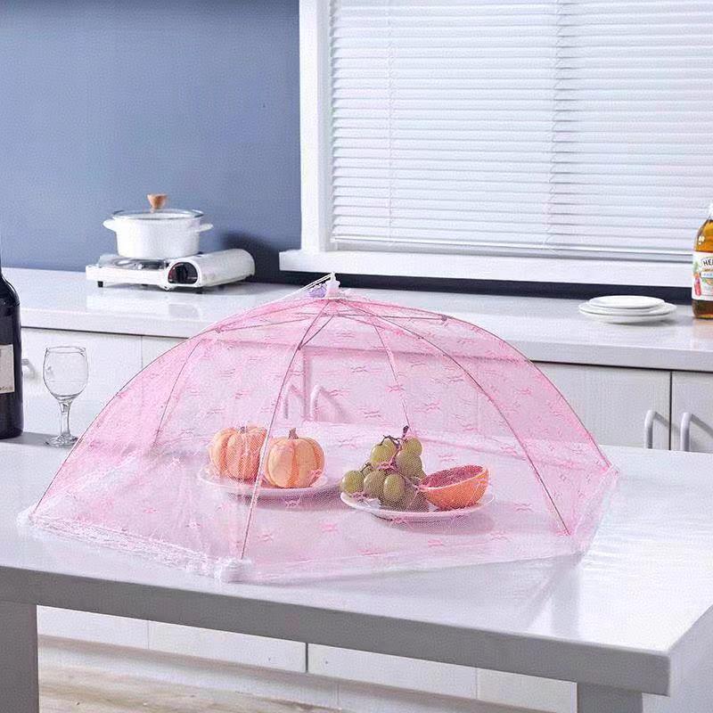 Foldable Lace Food Cover: Large Round Insect-Proof Table, Dish & Rice Protector Umbrella