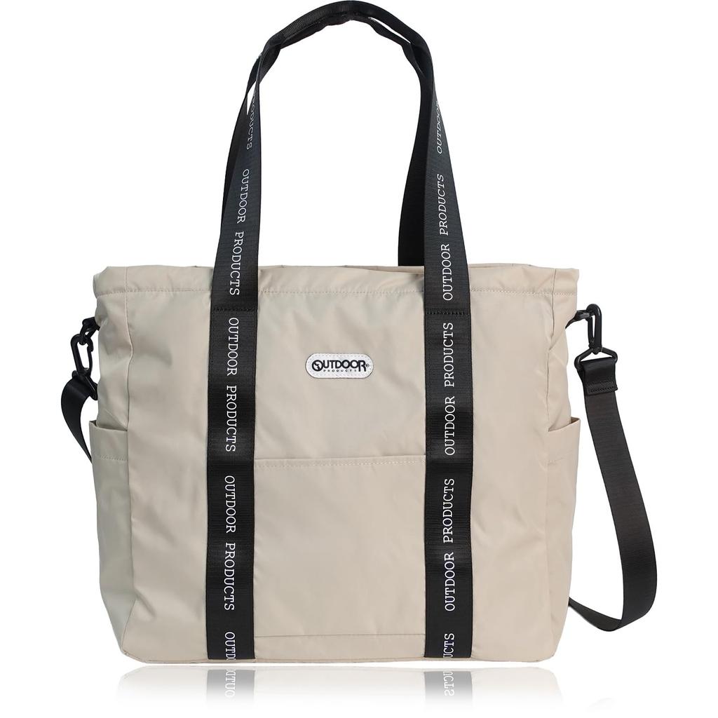 Outdoor Products 2-Way Shoulder Bag/Tote Bag with Luster Twill and Logo Tape, Nylon, A4 Size Storage, Large Capacity