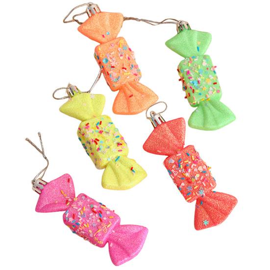 5 Pcs Christmas Candy Ornaments Plastic Candy Cane Christmas Tree Hanging Decor for Xmas Birthday Party Wedding Supplies