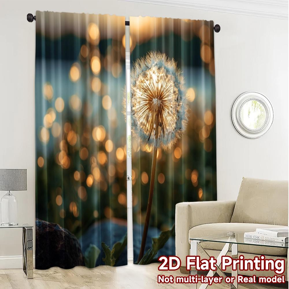 2pcs   2D FLAT PRINTING Curtains (Without Rod) Dandelion Glow(3) Modern Curtain Fabric Machine Washable Fabric Curtains Gifts for