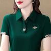 New Summer Lapel Short-sleeved Large-size T-shirt Women's Middle-aged Mother Sports Top Base Shirt for Women