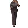 2026 Plus Size Women's Leopard Print Floral Patchwork Set - Elegant European & American Style