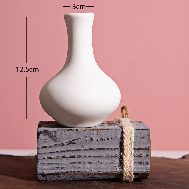 Ins Flower Ornaments Ceramic Small Flower Bottle White Vase Crafts Flower Arrangement Fragrance Bottle Room Decoration Ceramics