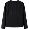 Anta Champion All-Weather Series Solid Color Round Neck Comfortable Breathable Versatile Fleece Long Sleeve T-Shirt Women T-Shirt Black 162440401-3