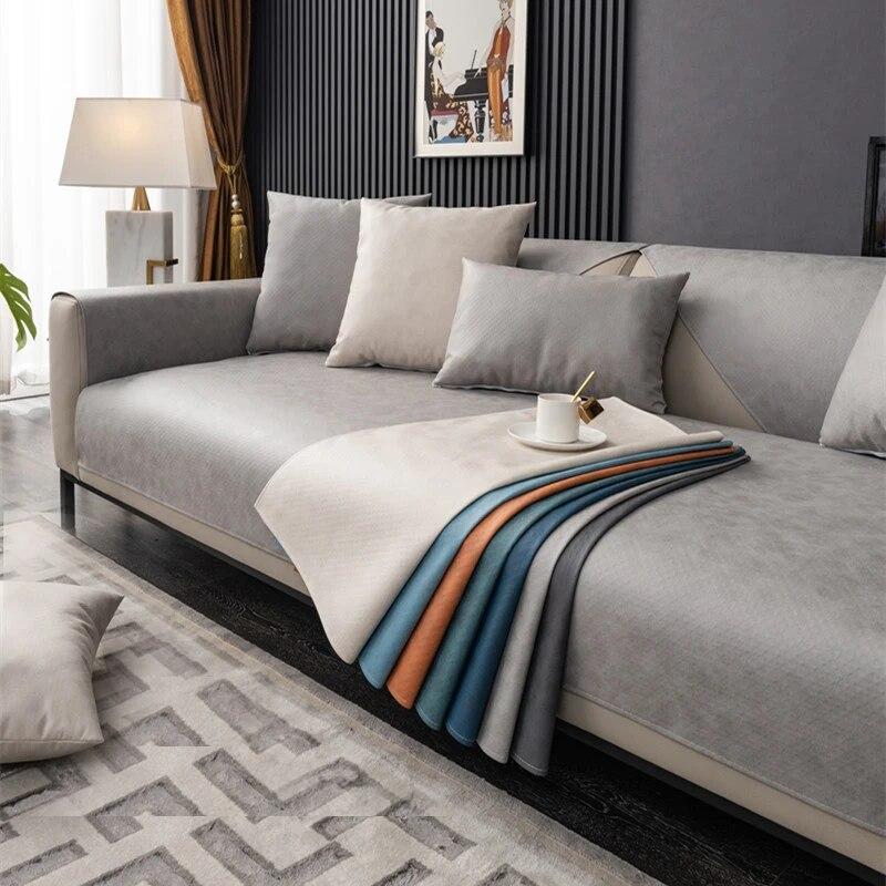 Wodoodporna Mata na Sofę na Cały Sezon Jednolity Kolor Antypoślizgowa Salon Nieprzywierająca Wełna Odporna na Zadrapania Kota Pokrowiec na Sofę