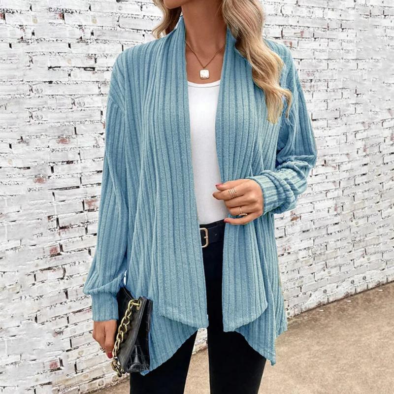 Womens Casual Color Fashion Solid Print Autumn Winter Long Sleeve Cardigans Coat
