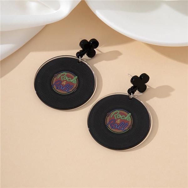 

Record creative earrings elegant senior gifts music festival concert fashion classic acrylic material чорний