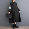 Real Shot Spring Autumn Loose Plus Size Patchwork Long Sleeve Shirt Dress