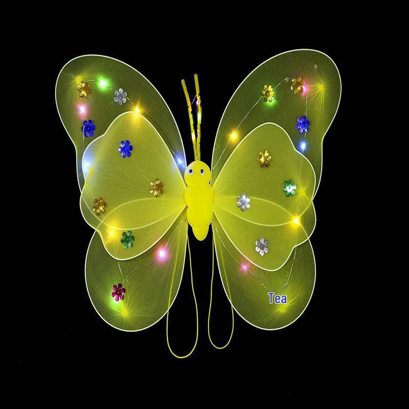 Girls' Luminous Butterfly Wings & Light-Up Fairy Wand Dress-Up Set