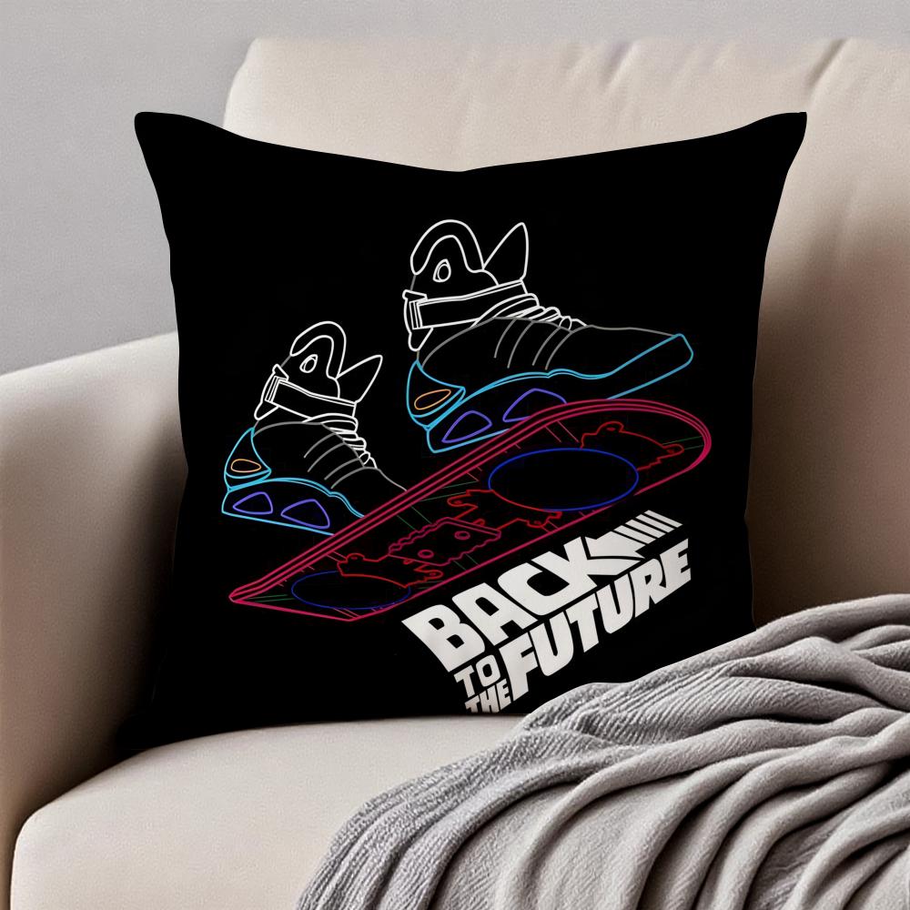 BBack To The FFuture Cushion Cover Pillowcase Antidustmite Invisible Zipper Short Plush Sofa Cushion