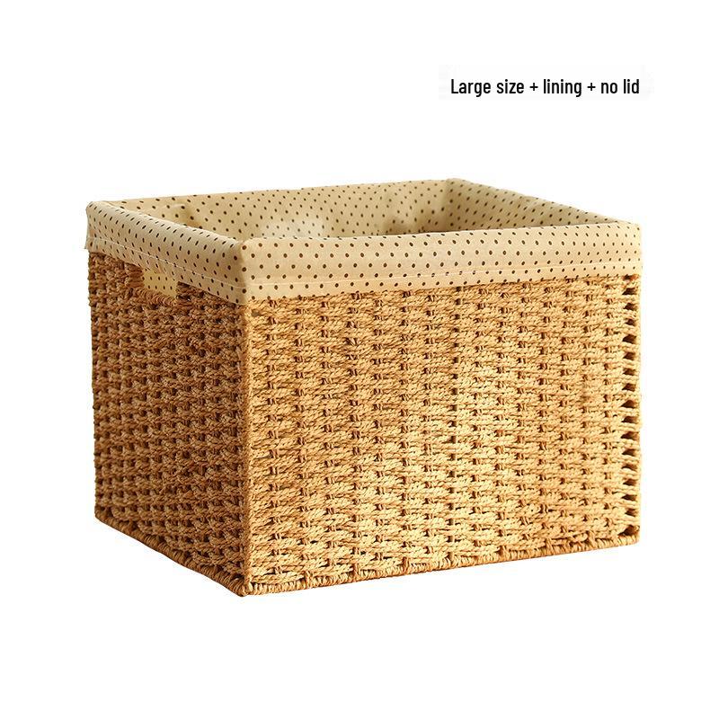 Rattan Woven Storage Basket with Lid - Cosmetics Organizer & Snack Box