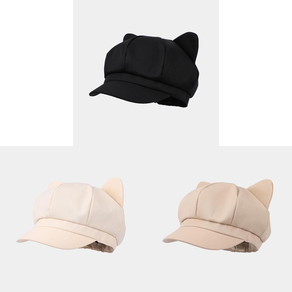 Cute Cat Ear Octagonal Hat For Women Summer Sun Protection Breathable Cotton Casual Style