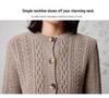 2025 Women's Pure Wool Cable Knit Cardigan - Autumn/Winter Korean Style, Round Neck, Solid Color