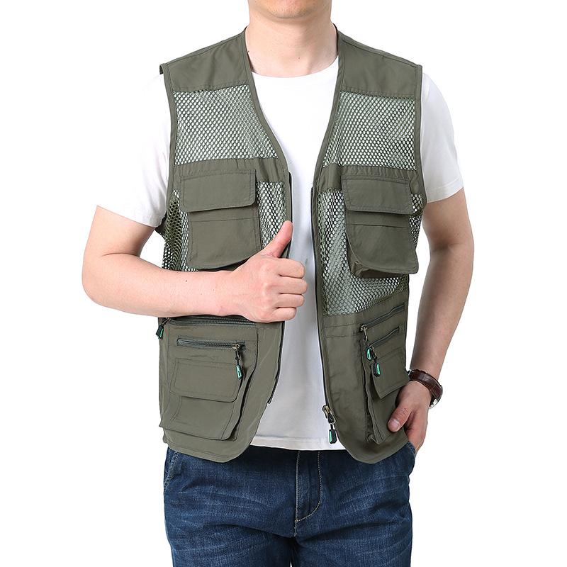 Men's Breathable Summer Mesh Vest with Multiple Pockets for Photography and Fishing