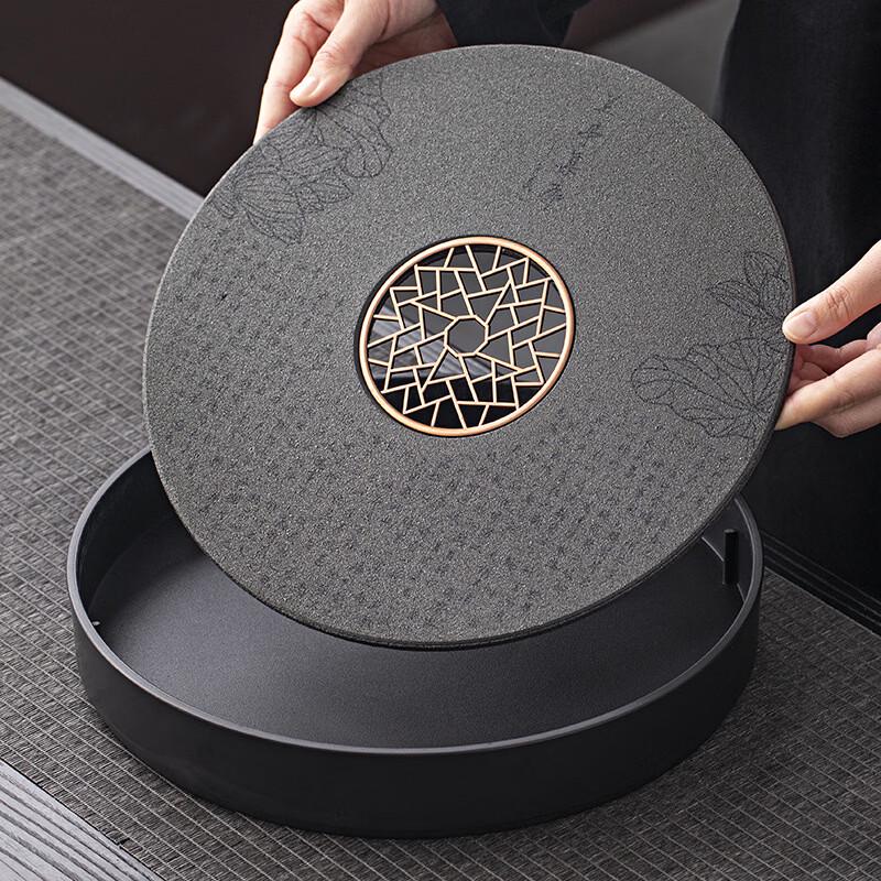 Yipan Round Ceramic Water Absorbent Tea Tray