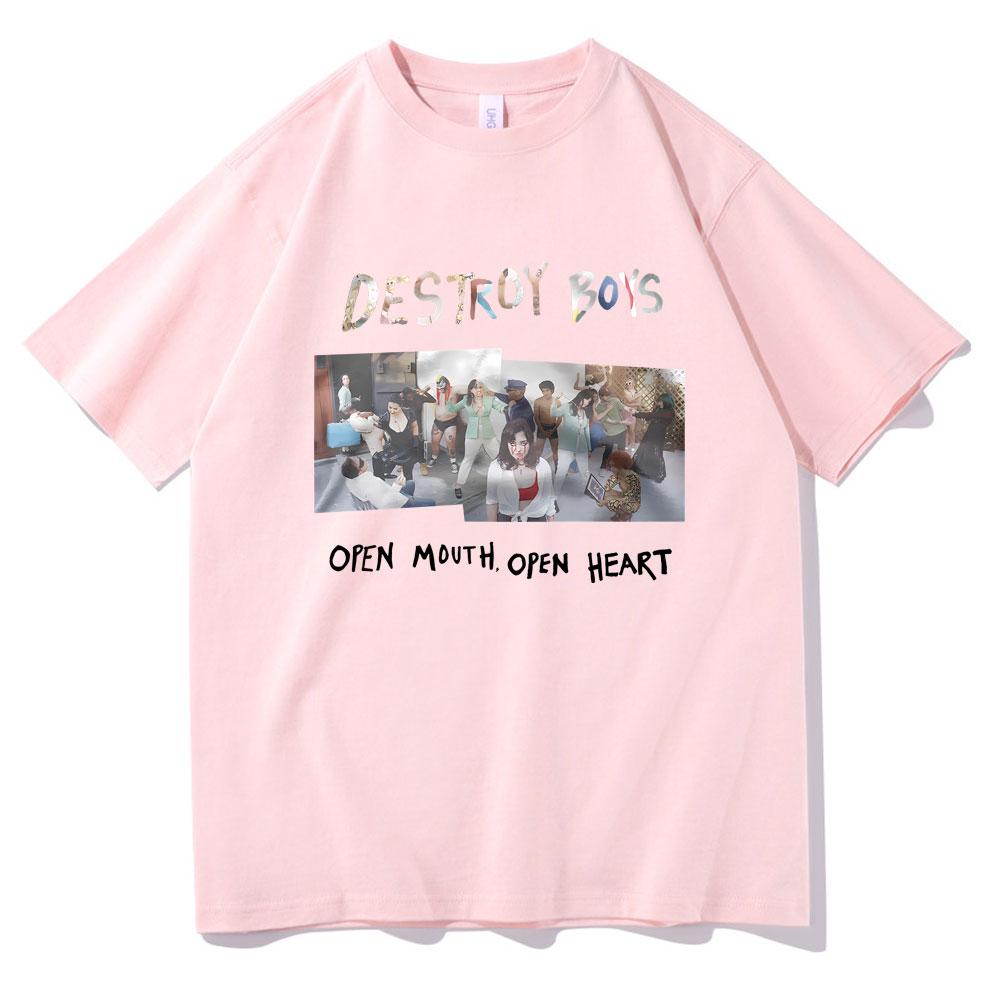 Best Famous Destroy Boys Open Mouth Open Heart Album Graphic Tshirts Men Women Cotton Casual Oversized Short Sleeve T Shirts