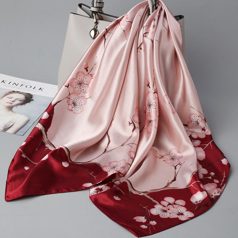 90 Square Scarves, Silk Scarves, Women's New Spring and Summer High-end Sense Versatile, Thin Scarves, Shawls Outside