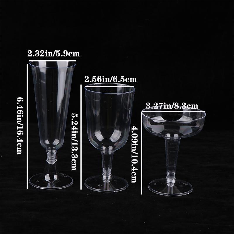 10 ks Plastové čiré šampaňské pohárky na koktejlový bar Sklenice na toasty Nádobí na narozeninovou oslavu výročí svatby
