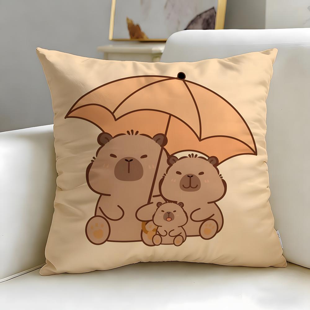 classic animal Capybara Cushion Cover Soft & Easy-Wash Pillow Case – Versatile for Couch, Bed, Travel and Office
