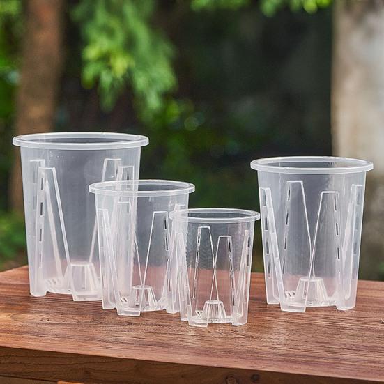 Yousheng Clear Orchid Pot Breathable Flower Pot with Saucer Plant Pot with Side Ventilation Holes Drainage for Phalaenopsis Healthy Growth