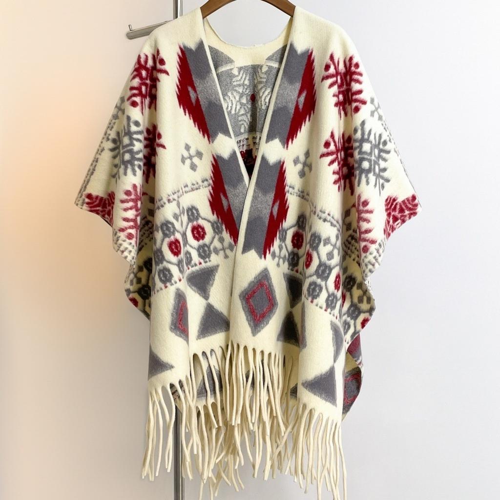 Thick Cashmere Winter Scarf Women Fashion Print Blue Scarves Warm Tassels Shawl Chunky Headscarf Wrap Ladies Elegant Poncho