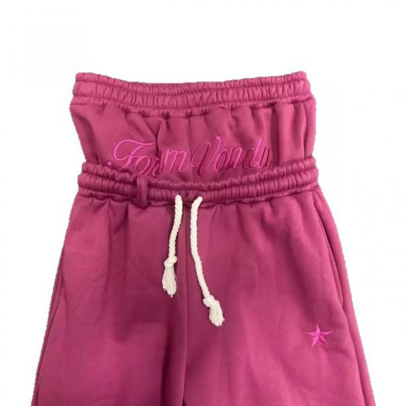 Casual Couple Straight Leg Sweatpants Fashion Dual Waist Fold Design Street Style