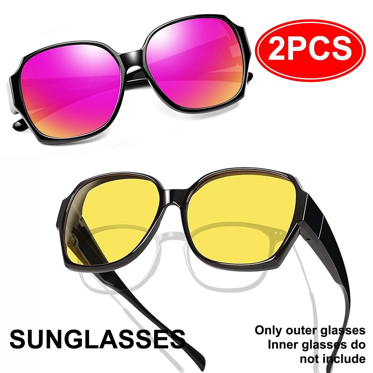 

Night Vision Driving Glasses Fit Over Eyeglasses for Women Men ,2 pack Anti Glare Polarized Night Vision Goggles T01