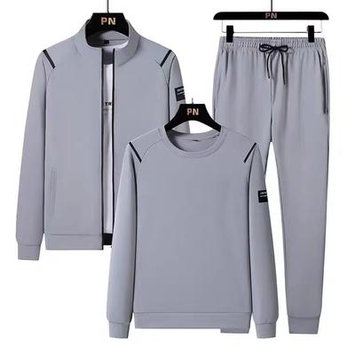 Spring And Autumn Leisure Suit Men's Cardigan Sweater Suit Stand Collar Leisure Sports Three-Piece Set