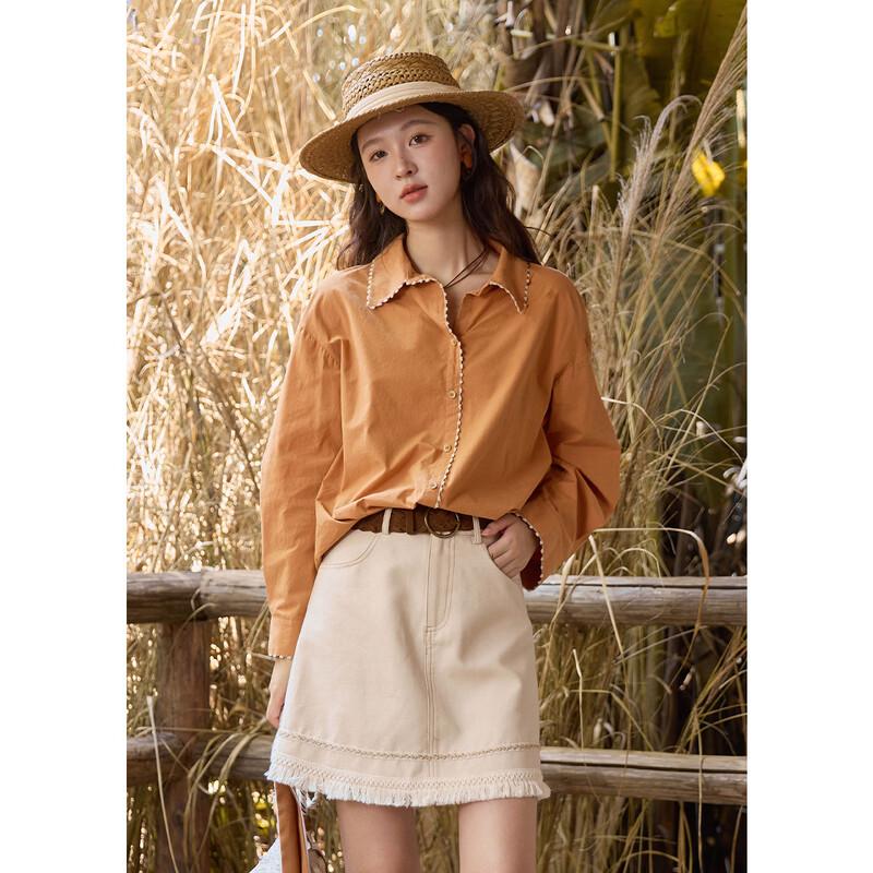 MiXiu Asymmetric 100% Cotton Lapel Shirt S