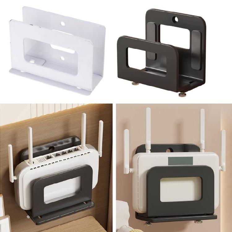 Space Saving Adhesive Wall Shelf For Router Modem Organizers Steel Construction Multiple Device Storage Without Drilling