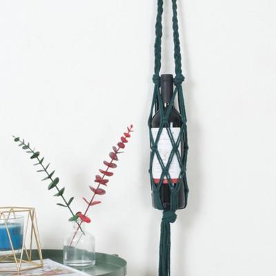 Boho Wine Hanging Bottles Cotton Rope Tote Hanging Basket Bag Home