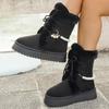 Non Slip Thick Bottom Furry Snow Boots Women 2025 Winter Pearl Bead Fluffy Fur Ankle Boots with Platform Warm Plush Suede Shoes