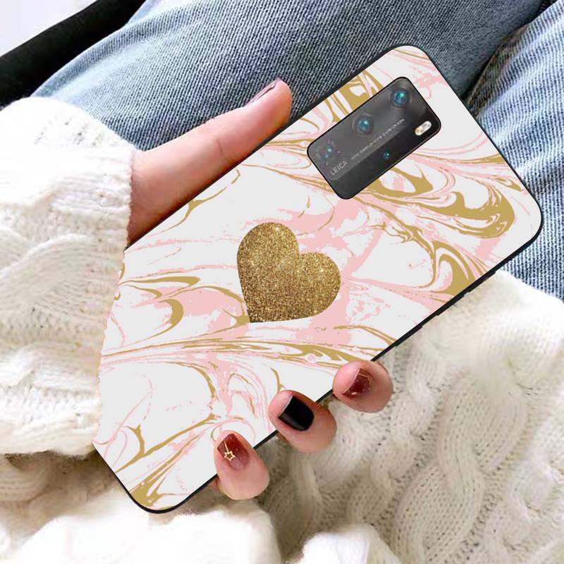 Rose Gold Pink Glitter Phone Case for Huawei P30 40 20 10 8 9 lite pro plus Psmart2019