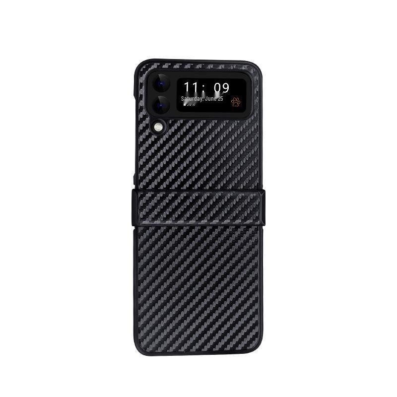 Carbon Fiber Leather Case for Samsung Z Flip7/Z Flip5: Full-Coverage, Anti-Fall Protection for Folding Screen