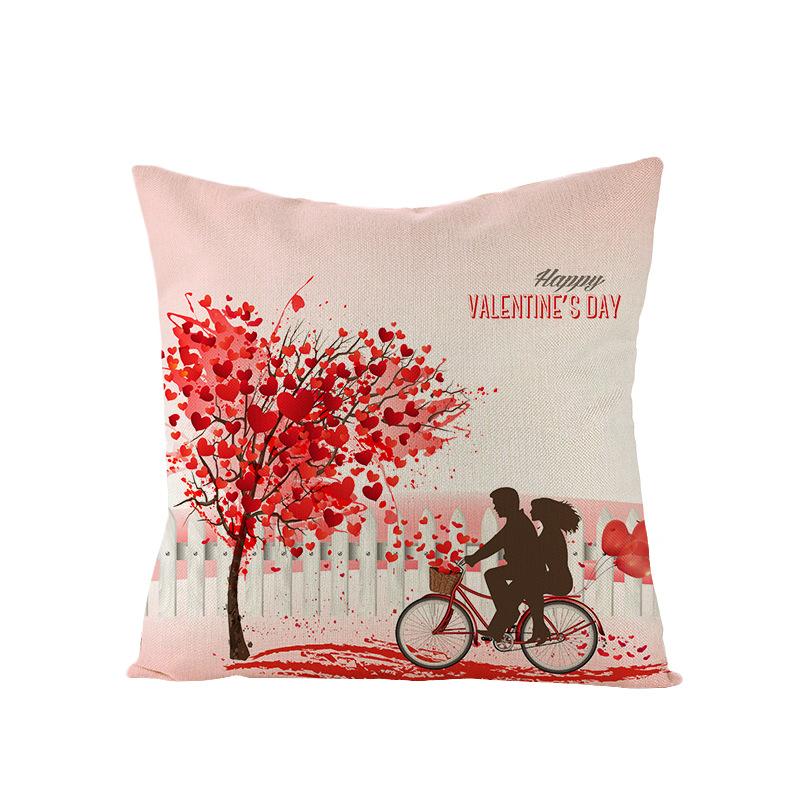 Home Pillowcase Valentine's Day Red Heart Print Series Polyester Pillowcase Cushion Cover